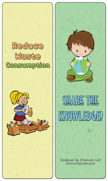 Creanoso Small Steps to Help The Environment Bookmark Cards - Premium Quality Card Stock