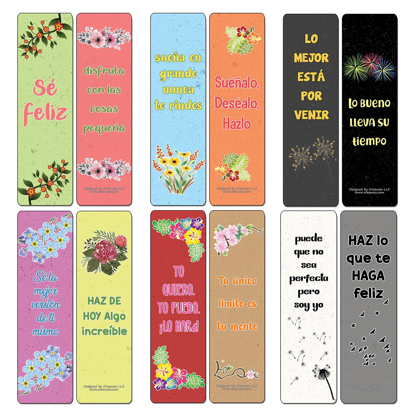 Creanoso Spanish Motivational Quotes Bookmarks - Premium Gift Set and Inspiring Sayings