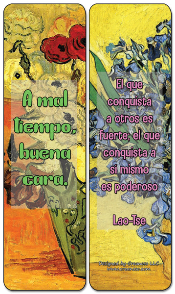 Creanoso Spanish Wisdom Quotes Bookmarks (60-Pack) - Premium Quality Gift Ideas for Children, Teens, & Adults for All Occasions - Stocking Stuffers Party Favor & Giveaways
