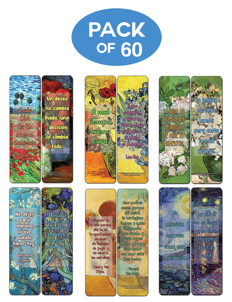 Creanoso Spanish Wisdom Quotes Bookmarks (60-Pack) - Premium Quality Gift Ideas for Children, Teens, & Adults for All Occasions - Stocking Stuffers Party Favor & Giveaways