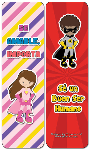 Creanoso Spanish Superhero Character Matters Bookmarks - Premium Gifts and Stocking Stuffers
