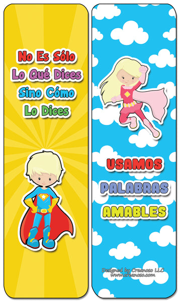 Creanoso Spanish Superhero Character Matters Bookmarks - Premium Gifts and Stocking Stuffers