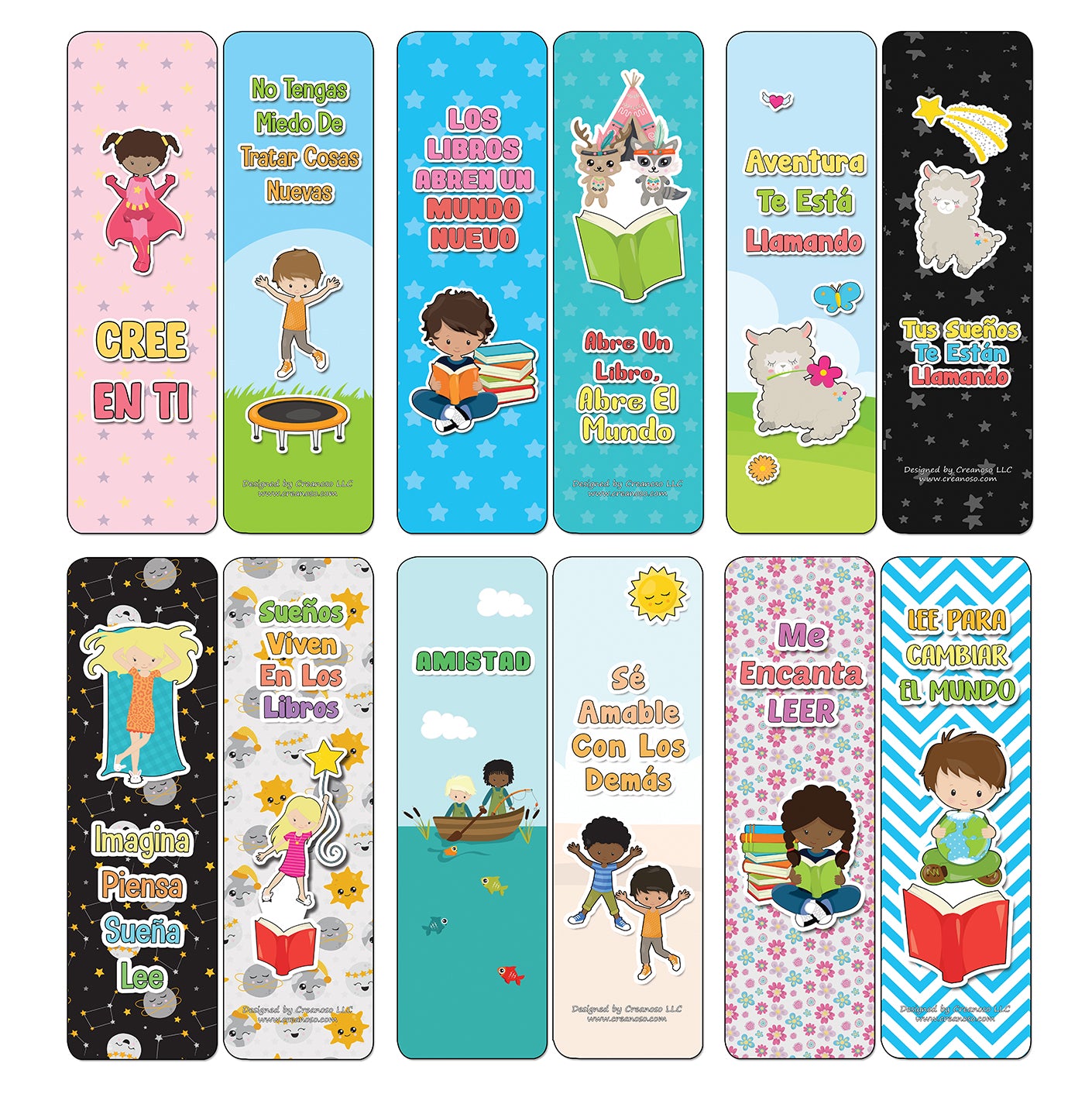 Creanoso Spanish Cute Bookmarks for Books - Inspiring Spanish Book Saying and Quotes