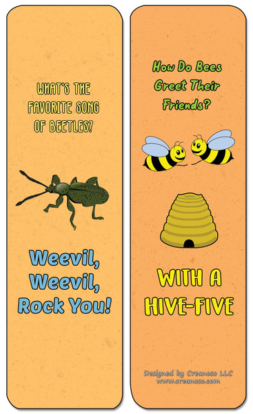 Creanoso Insect Puns Silly Hilarious Bookmarks Cards - Funny & Humorous Jokes for All Ages