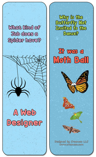 Creanoso Insect Puns Silly Hilarious Bookmarks Cards - Funny & Humorous Jokes for All Ages