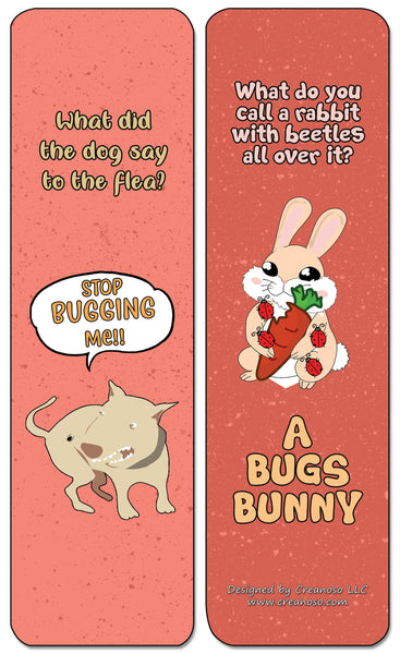 Creanoso Insect Puns Silly Hilarious Bookmarks Cards - Funny & Humorous Jokes for All Ages