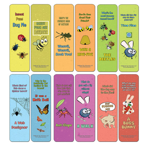 Creanoso Insect Puns Silly Hilarious Bookmarks Cards - Funny & Humorous Jokes for All Ages