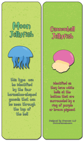 Creanoso Jellyfish Bookmark Cards - Sea Creatures Learning Gift Set for Children & Adults