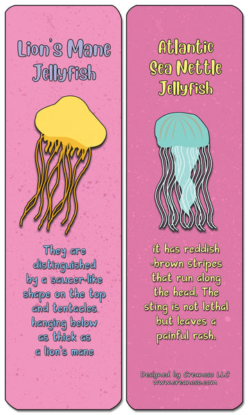 Creanoso Jellyfish Bookmark Cards - Sea Creatures Learning Gift Set for Children & Adults