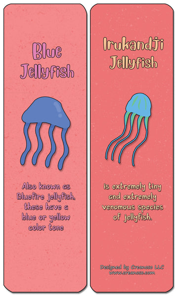 Creanoso Jellyfish Bookmark Cards - Sea Creatures Learning Gift Set for Children & Adults