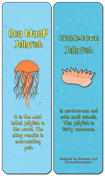 Creanoso Jellyfish Bookmark Cards - Sea Creatures Learning Gift Set for Children & Adults