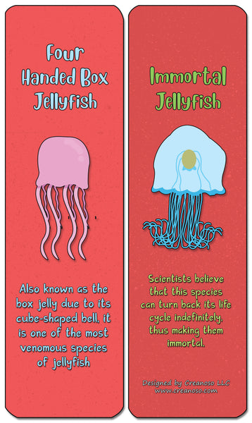 Creanoso Jellyfish Bookmark Cards - Sea Creatures Learning Gift Set for Children & Adults