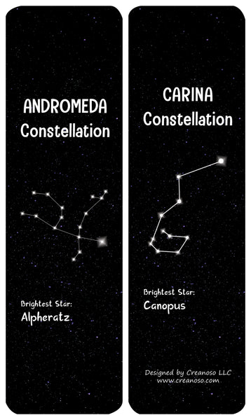 Creanoso Constellations and Their Brightest Stars Bookmarks Cards - Premium Quality Gift Set