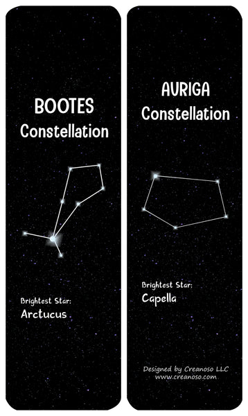 Creanoso Constellations and Their Brightest Stars Bookmarks Cards - Premium Quality Gift Set