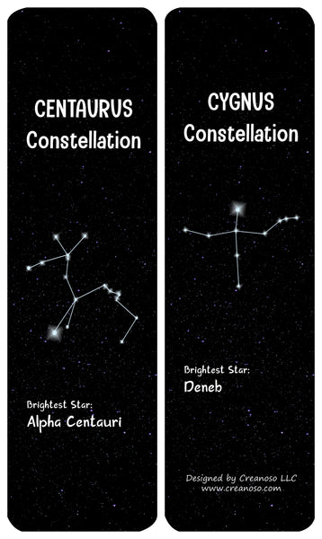 Creanoso Constellations and Their Brightest Stars Bookmarks Cards - Premium Quality Gift Set