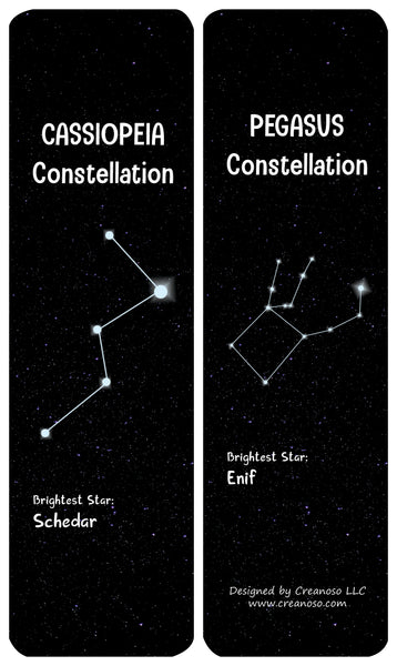 Creanoso Constellations and Their Brightest Stars Bookmarks Cards - Premium Quality Gift Set