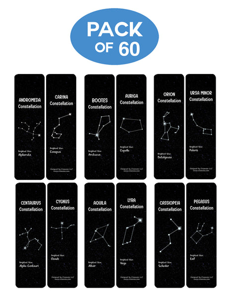 Creanoso Constellations and Their Brightest Stars Bookmarks Cards - Premium Quality Gift Set