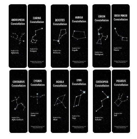 Creanoso Constellations and Their Brightest Stars Bookmarks Cards - Premium Quality Gift Set