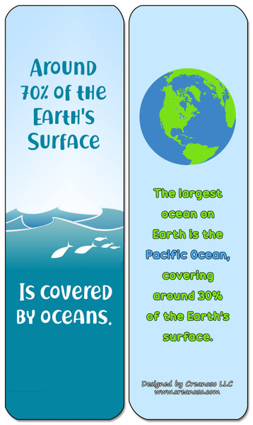Ocean Fun Facts Bookmarks Cards - Premium Quality Gift Set & Stocking Stuffers