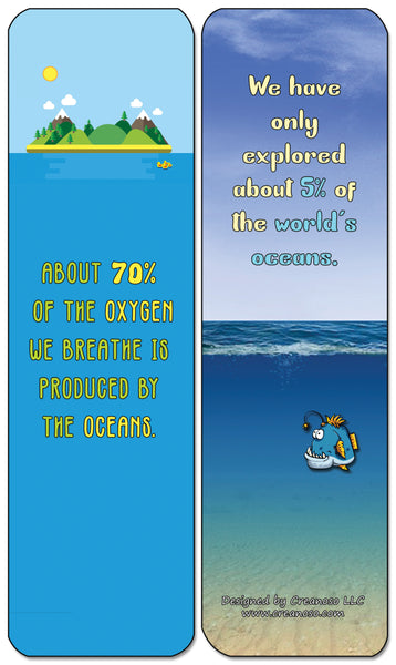 Ocean Fun Facts Bookmarks Cards - Premium Quality Gift Set & Stocking Stuffers