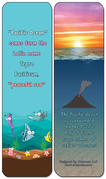 Ocean Fun Facts Bookmarks Cards - Premium Quality Gift Set & Stocking Stuffers