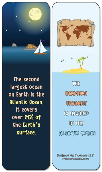 Ocean Fun Facts Bookmarks Cards - Premium Quality Gift Set & Stocking Stuffers