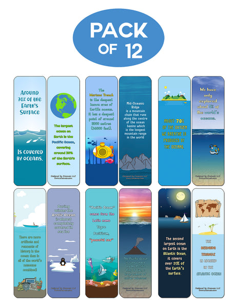 Ocean Fun Facts Bookmarks Cards - Premium Quality Gift Set & Stocking Stuffers