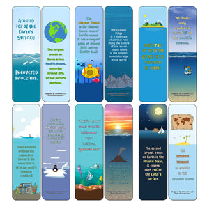 Ocean Fun Facts Bookmarks Cards - Premium Quality Gift Set & Stocking Stuffers