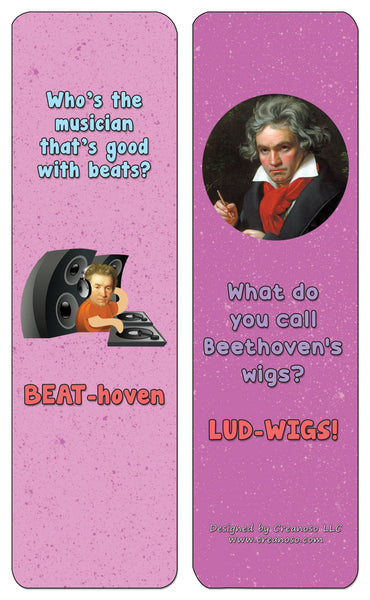 Creanoso Beethoven Jokes Bookmarks (60-Pack) - Premium Quality Gift Ideas for Children, Teens, & Adults for All Occasions - Stocking Stuffers Party Favor & Giveaways
