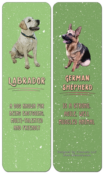 Creanoso Dog Breeds and Characteristics Bookmarks - Premium Gift Set
