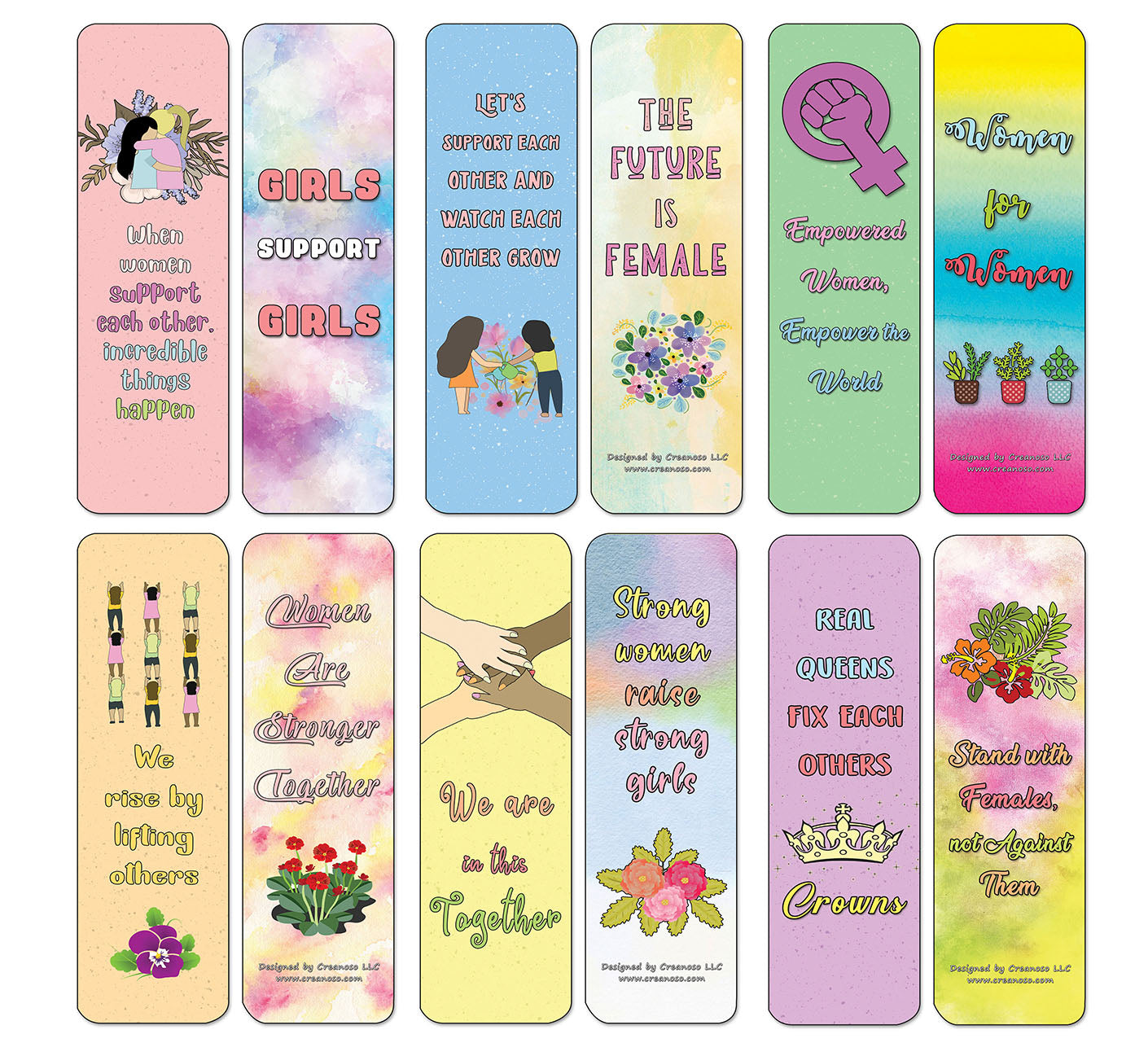 Creanoso Women Supporting Women Quotes Bookmarks Cards - Premium Gift Set