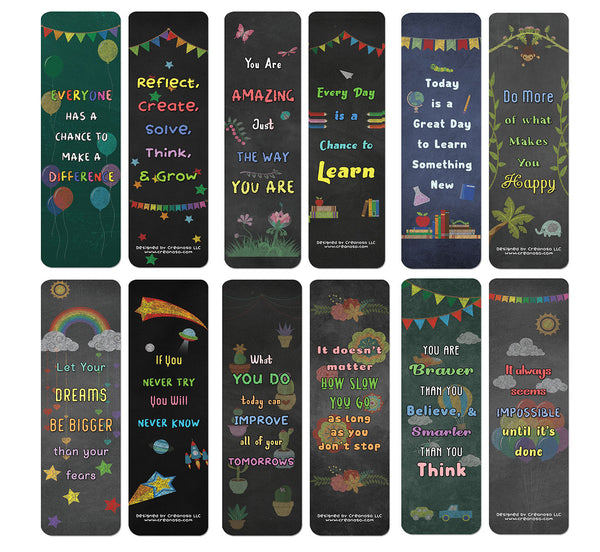 Creanoso Colorful  Motivational Positive Encouragement Bookmarks - Gift Set