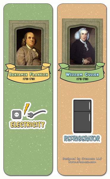 Creanoso Famous Male Inventors and Their Inventions Educational Bookmarks Cards - Premium Gift Set