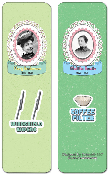 Creanoso Famous Female Inventors and Their Inventions Educational Bookmarks Cards - Gift Set