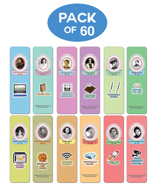 Creanoso Famous Female Inventors and Their Inventions Educational Bookmarks Cards - Gift Set