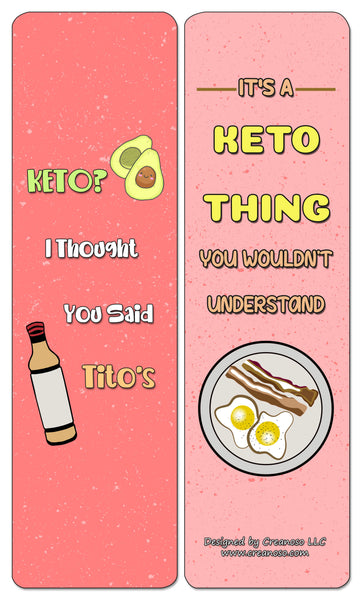 Creanoso Funny Keto Bookmarks Cards (60-Pack) - Premium Quality Gift Ideas for Children, Teens, & Adults for All Occasions - Stocking Stuffers Party Favor & Giveaways