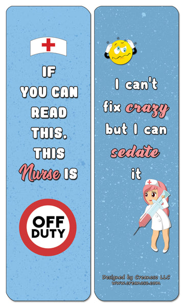 Creanoso Funny Nurse Bookmarks Cards - Premium Gift Set