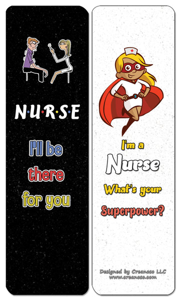 Creanoso Funny Nurse Bookmarks Cards (60-Pack) - Premium Quality Gift Ideas for Children, Teens, & Adults for All Occasions - Stocking Stuffers Party Favor & Giveaways