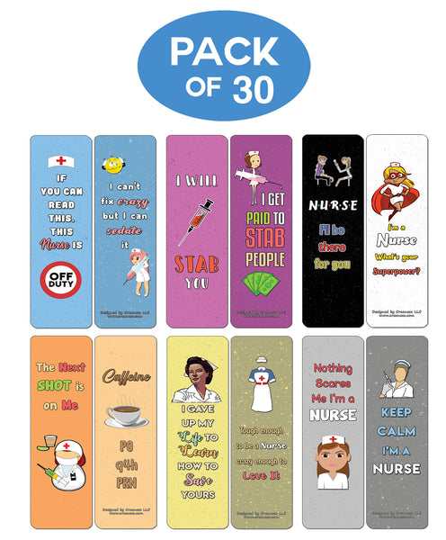 Creanoso Funny Nurse Bookmarks Cards - Premium Gift Set