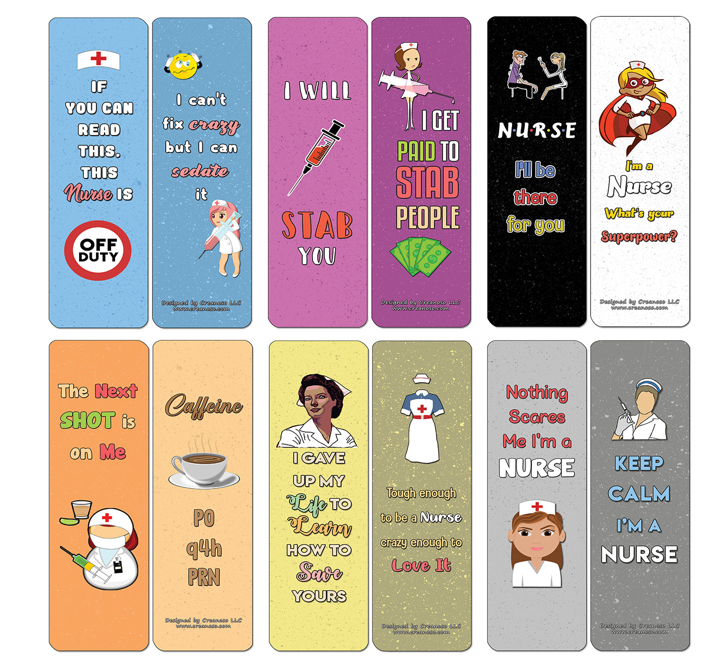 Creanoso Funny Nurse Bookmarks Cards - Premium Gift Set