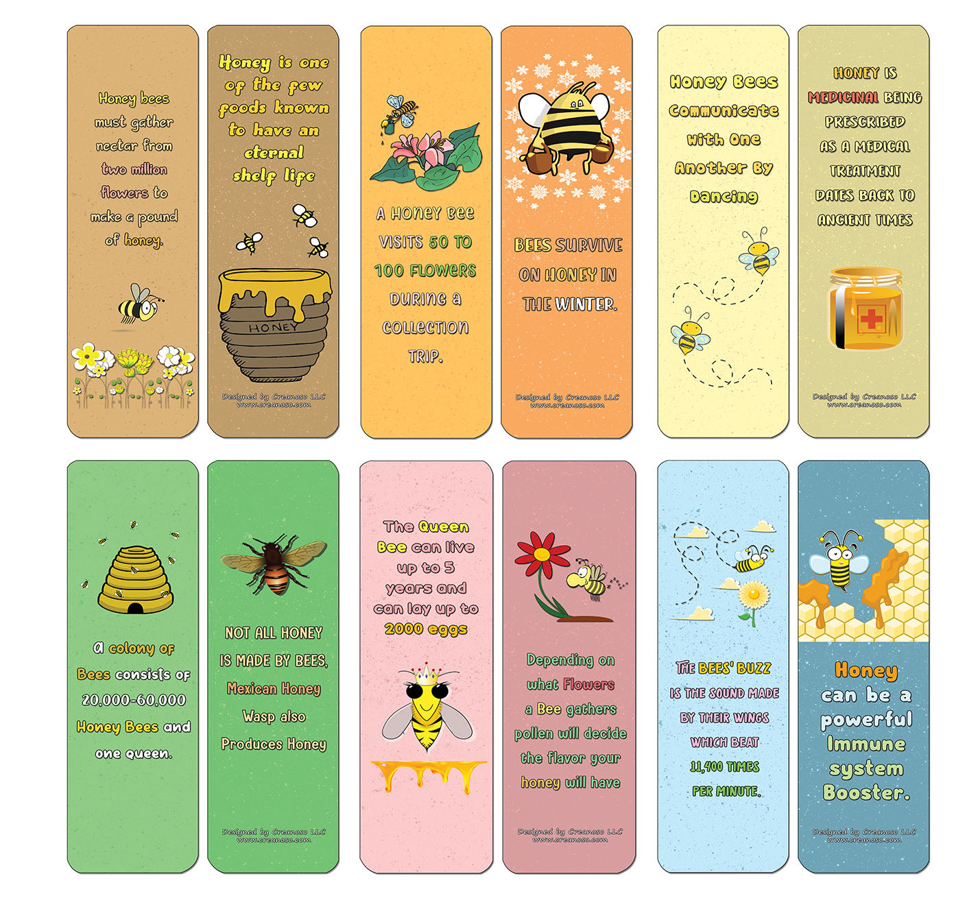 Creanoso Honey and Bee Bookmarks - Premium Gift Cards