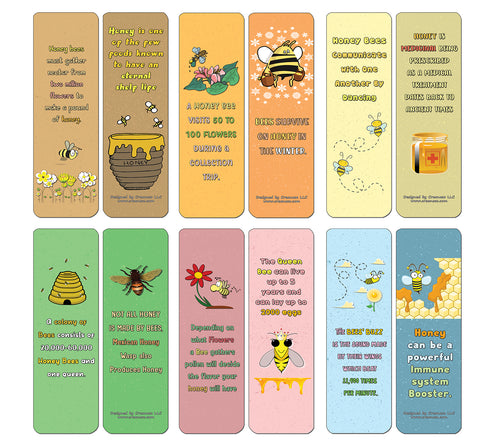 Creanoso Honey and Bee Bookmarks (60-Pack) - Premium Quality Gift Ideas for Children, Teens, & Adults for All Occasions - Stocking Stuffers Party Favor & Giveaways