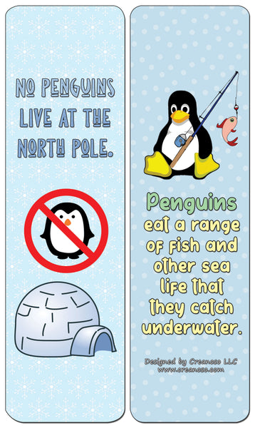 Creanoso Penguin Bookmarks (30-Pack) - Assorted Designs for Children - Classroom Reward Incentives for Students - Stocking Stuffers Party Favors & Giveaways for Teens & Adults