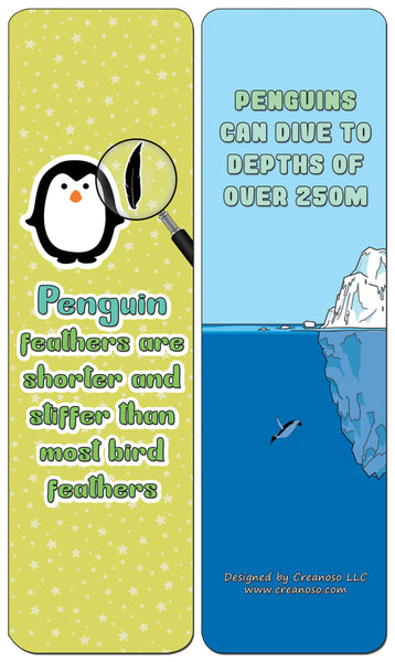 Creanoso Penguin Bookmarks (30-Pack) - Assorted Designs for Children - Classroom Reward Incentives for Students - Stocking Stuffers Party Favors & Giveaways for Teens & Adults