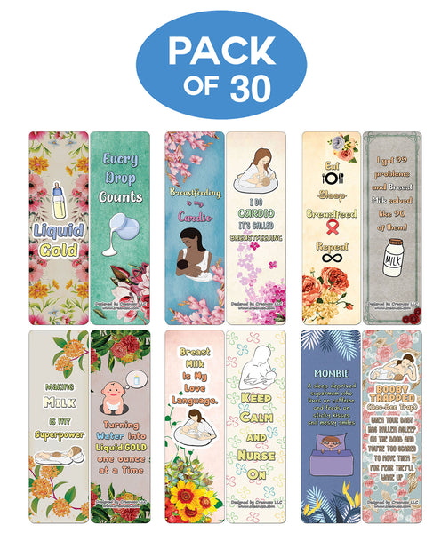 Creanoso Breastfeeding Cards (30-Pack) - Assorted Designs for Mothers - Classroom Reward Incentives for Females - Stocking Stuffers Party Favors & Giveaways for Teens & Adults
