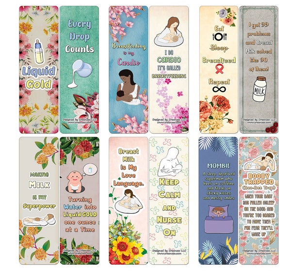 Creanoso Breastfeeding Cards (30-Pack) - Assorted Designs for Mothers - Classroom Reward Incentives for Females - Stocking Stuffers Party Favors & Giveaways for Teens & Adults