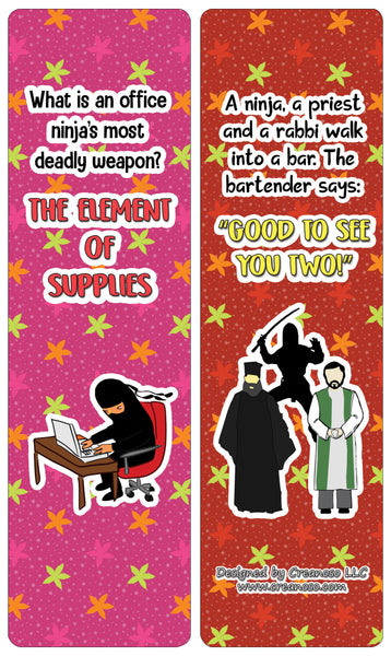 Creanoso Ninja Jokes Cards - Funny Gift Set Bookmarks - Stocking Stuffers and Incentives