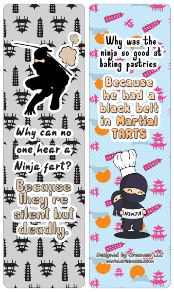 Creanoso Ninja Jokes Cards - Funny Gift Set Bookmarks - Stocking Stuffers and Incentives