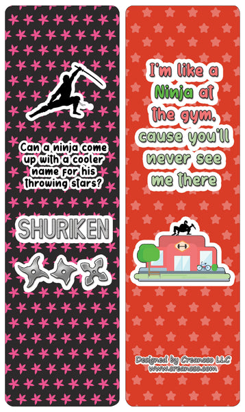 Creanoso Ninja Jokes Cards - Funny Gift Set Bookmarks - Stocking Stuffers and Incentives
