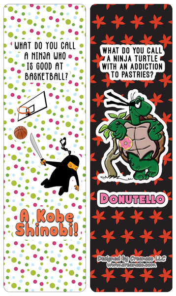 Creanoso Ninja Jokes Cards - Funny Gift Set Bookmarks - Stocking Stuffers and Incentives